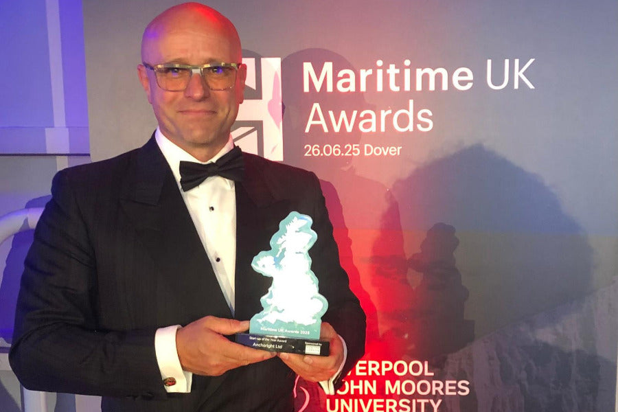 Anchoright receiving the Maritime UK Startup of the Year 2025 award