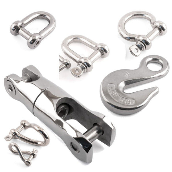 Anchoright anchoring hardware: shackles, swivel connector and chain hook